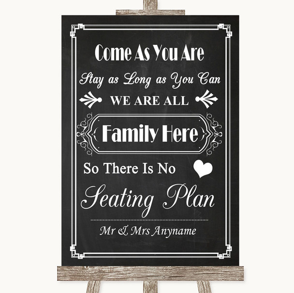 Chalk Style All Family No Seating Plan Personalised Wedding Sign