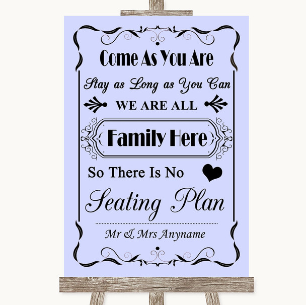 Lilac All Family No Seating Plan Personalised Wedding Sign