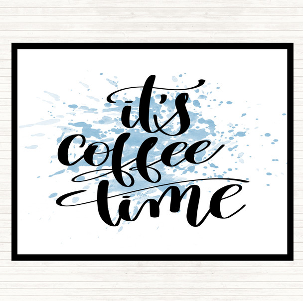 Blue White It's Coffee Time Inspirational Quote Mouse Mat Pad