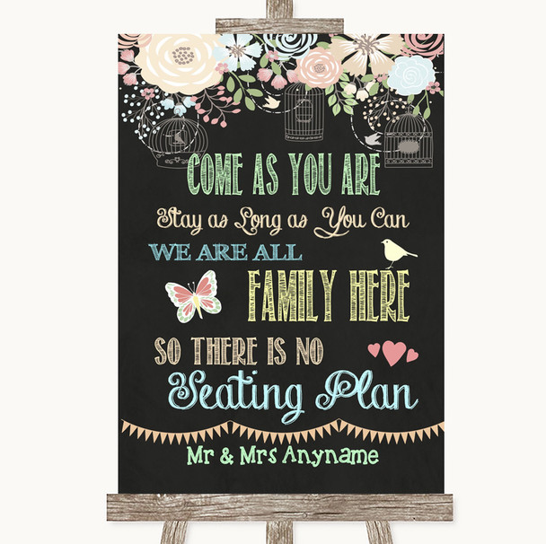 Shabby Chic Chalk All Family No Seating Plan Personalised Wedding Sign