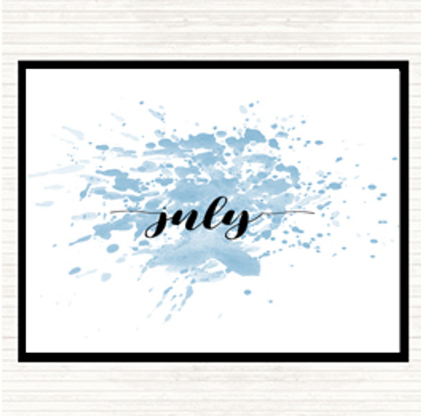 Blue White July Inspirational Quote Mouse Mat Pad