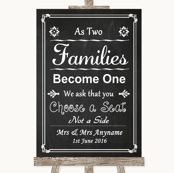 Chalk Style As Families Become One Seating Plan Personalised Wedding Sign