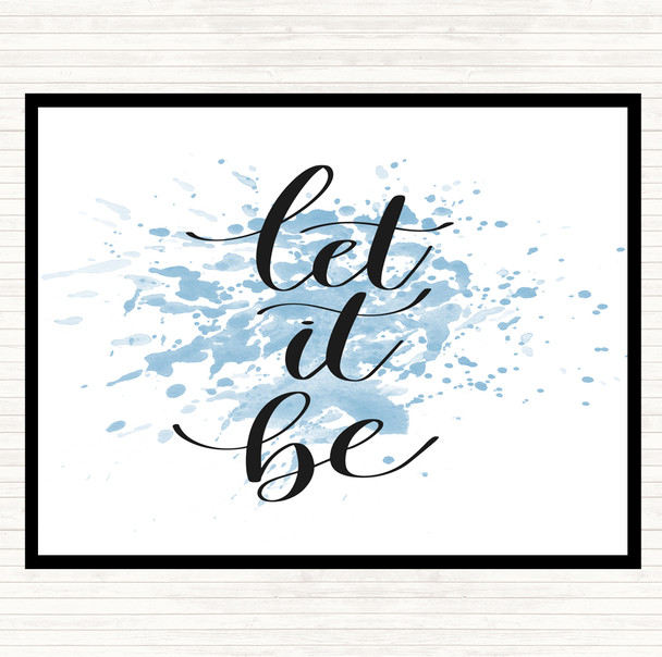 Blue White Let It Be Swirl Inspirational Quote Mouse Mat Pad