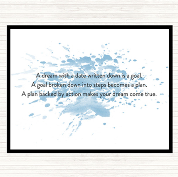 Blue White A Plan Backed By Action Makes Dreams Come True Inspirational Quote Mouse Mat Pad