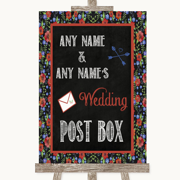 Floral Chalk Card Post Box Personalised Wedding Sign