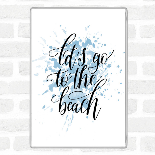 Blue White Lets Go Beach Inspirational Quote Jumbo Fridge Magnet