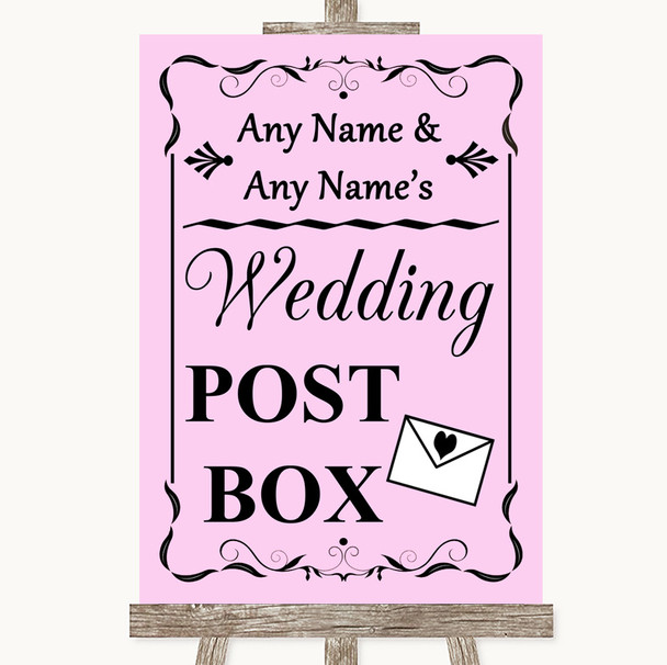 Pink Card Post Box Personalised Wedding Sign