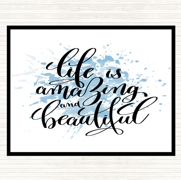 Blue White Life Amazing Inspirational Quote Mouse Mat Pad