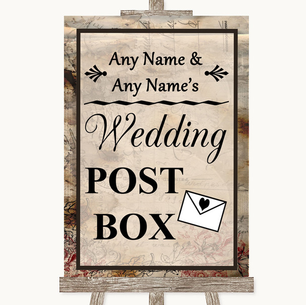 Vintage Card Post Box Personalised Wedding Sign