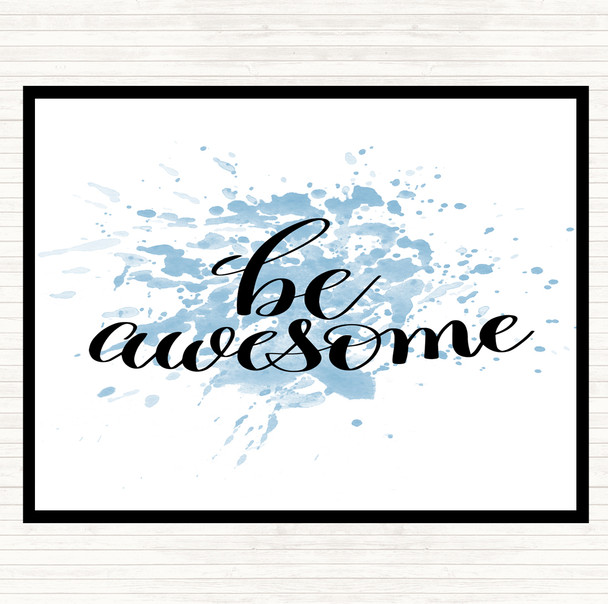 Blue White Be Awesome Swirl Inspirational Quote Mouse Mat Pad