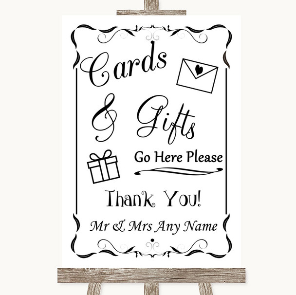 Black & White Cards & Gifts Table Personalised Wedding Sign