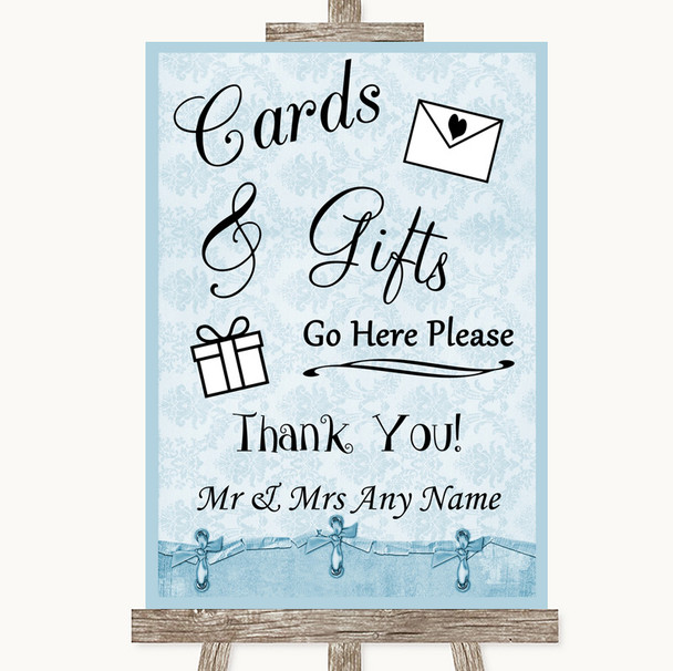 Blue Shabby Chic Cards & Gifts Table Personalised Wedding Sign