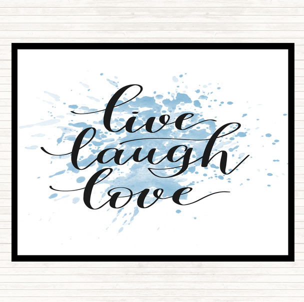 Blue White Live Laugh Love Inspirational Quote Mouse Mat Pad