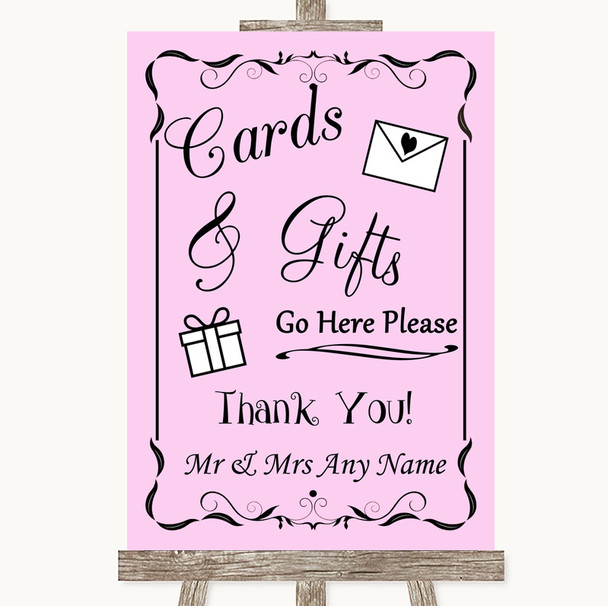 Pink Cards & Gifts Table Personalised Wedding Sign
