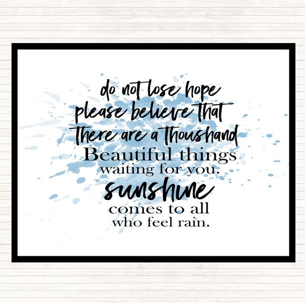 Blue White Lose Hope Inspirational Quote Dinner Table Placemat