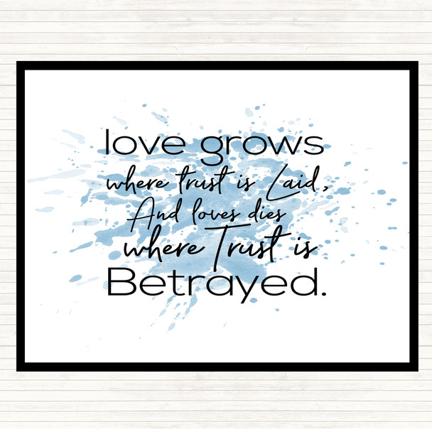 Blue White Love Grows Inspirational Quote Mouse Mat Pad