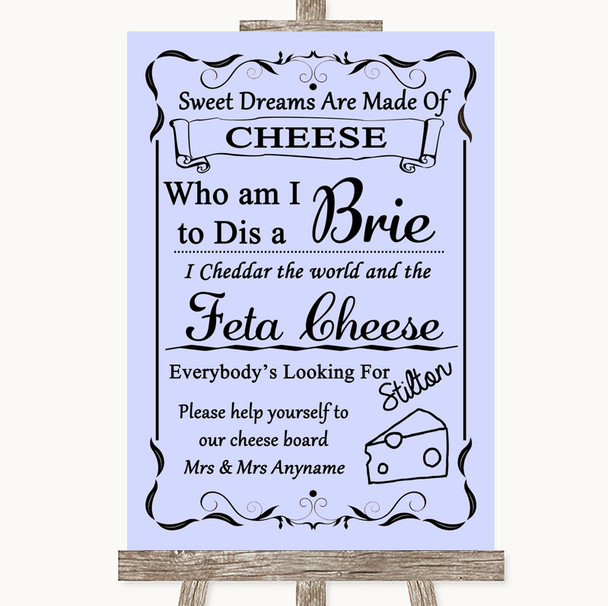 Lilac Cheese Board Song Personalised Wedding Sign