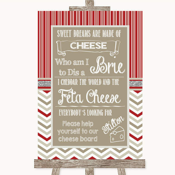 Red & Grey Winter Cheese Board Song Personalised Wedding Sign
