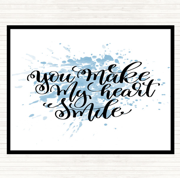 Blue White Make My Heart Smile Inspirational Quote Mouse Mat Pad