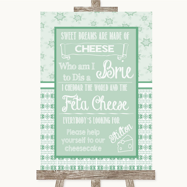 Winter Green Cheesecake Cheese Song Personalised Wedding Sign