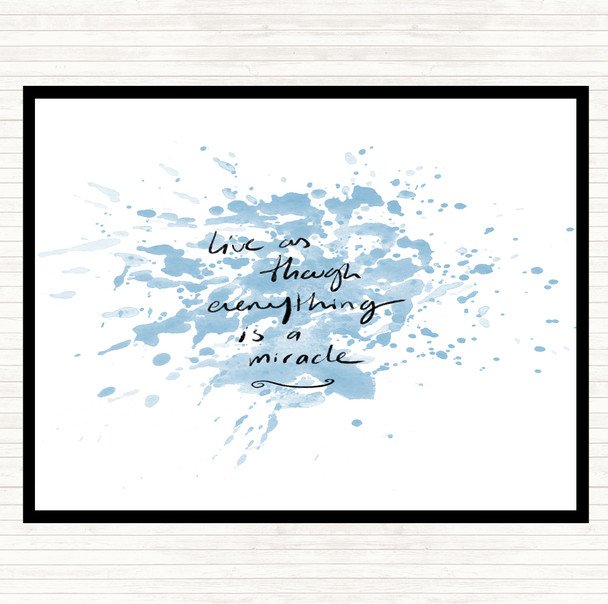 Blue White Miracle Inspirational Quote Dinner Table Placemat