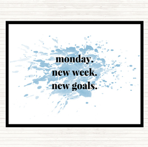 Blue White Monday New Week New Goals Inspirational Quote Mouse Mat Pad