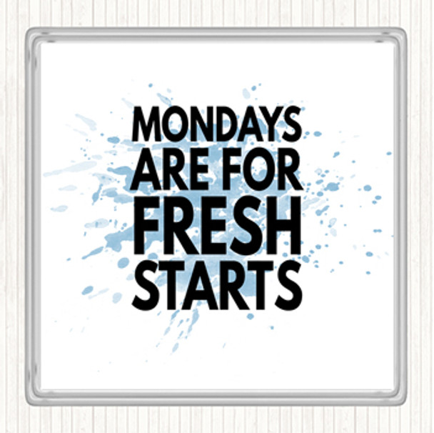 Blue White Mondays Are Fresh Starts Inspirational Quote Drinks Mat Coaster