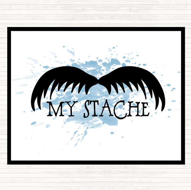 Blue White Mustache Word Art Inspirational Quote Mouse Mat Pad