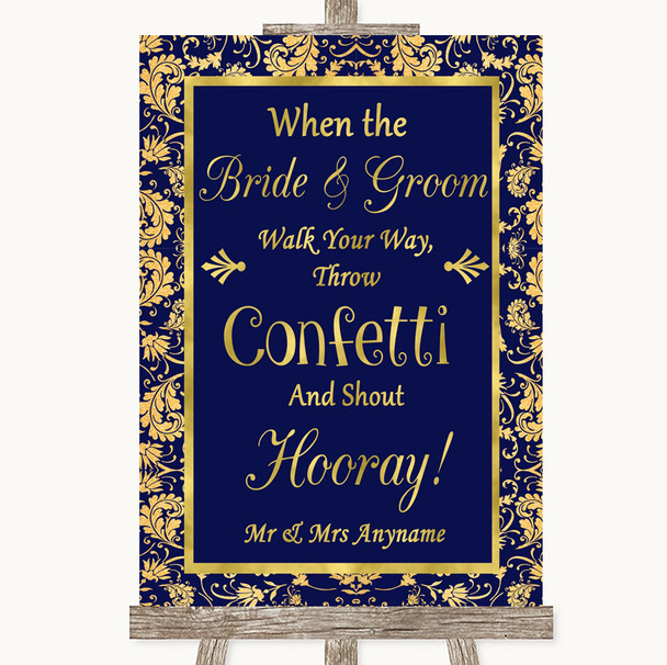 Blue & Gold Confetti Personalised Wedding Sign