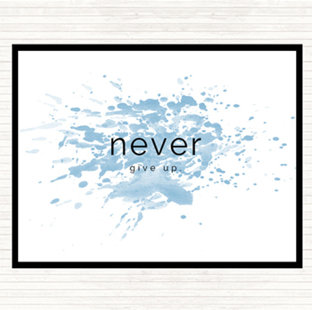 Blue White Never Give Up Inspirational Quote Mouse Mat Pad