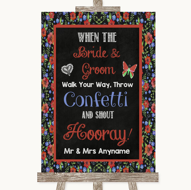 Floral Chalk Confetti Personalised Wedding Sign