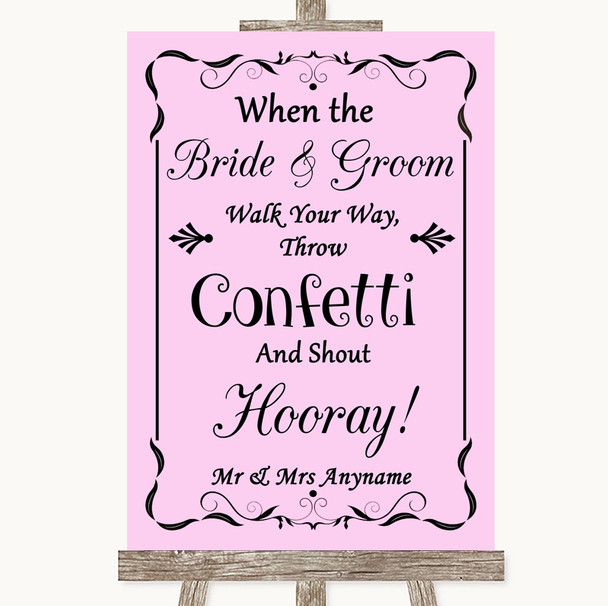 Pink Confetti Personalised Wedding Sign