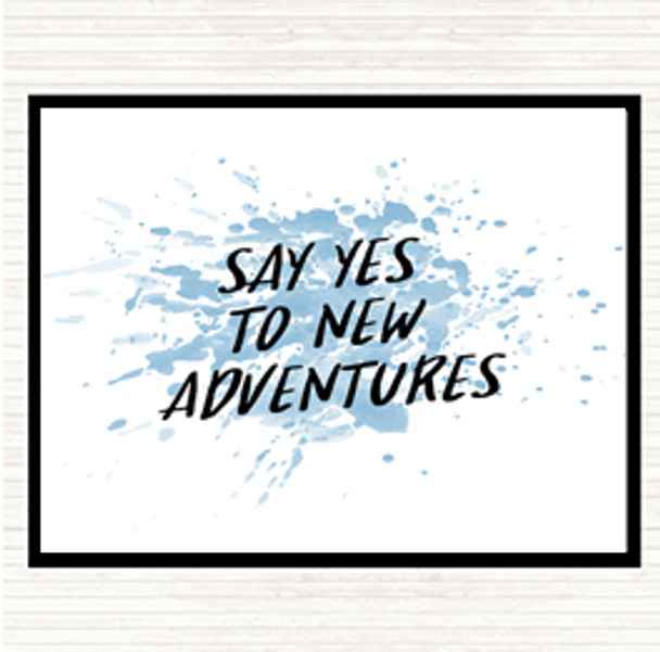 Blue White New Adventures Inspirational Quote Mouse Mat Pad