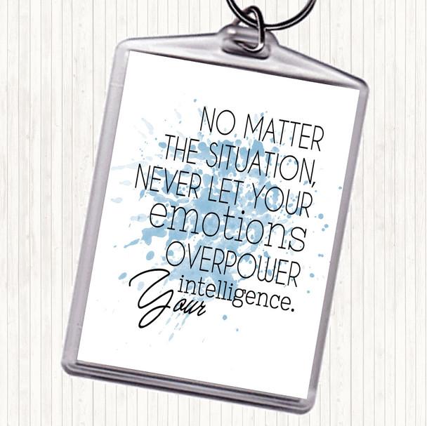 Blue White No Matter The Situation Inspirational Quote Bag Tag Keychain Keyring