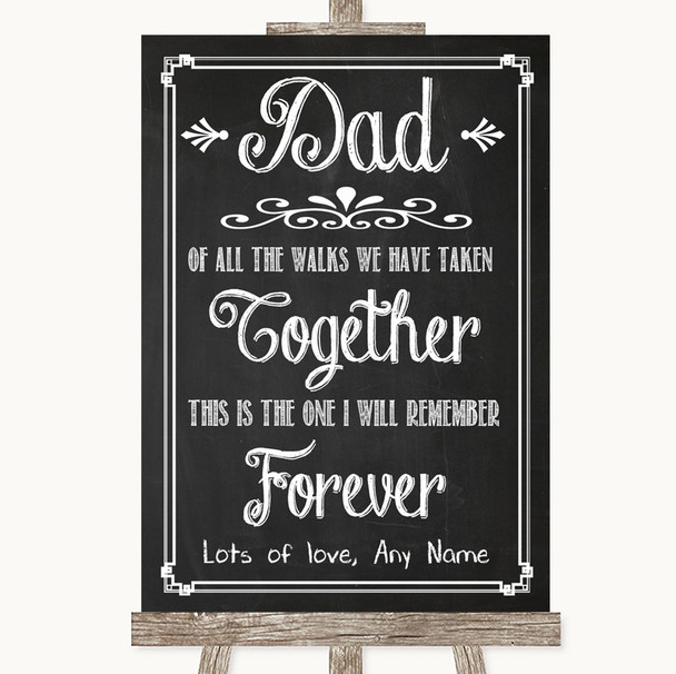 Chalk Sketch Dad Walk Down The Aisle Personalised Wedding Sign