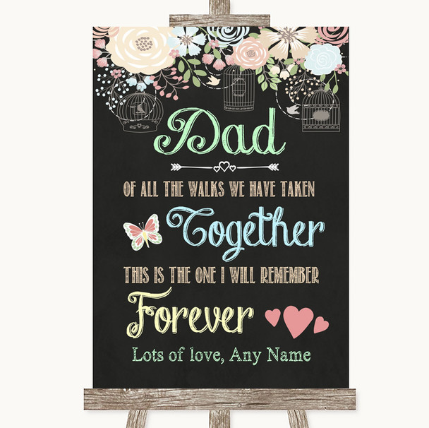 Shabby Chic Chalk Dad Walk Down The Aisle Personalised Wedding Sign