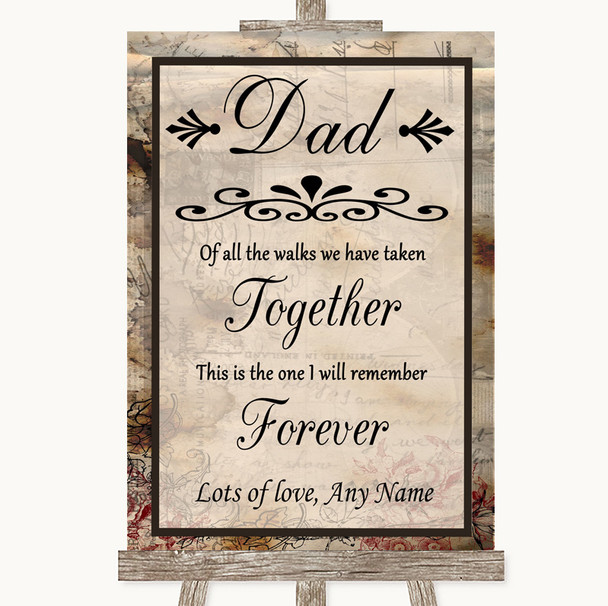 Vintage Dad Walk Down The Aisle Personalised Wedding Sign