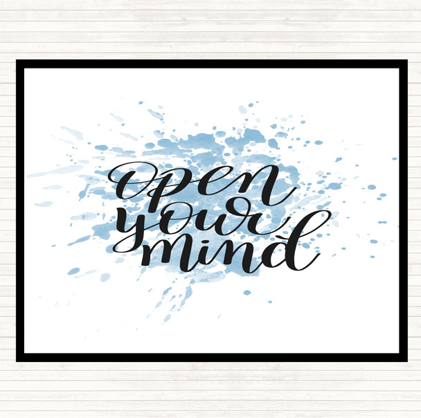 Blue White Open Mind Inspirational Quote Mouse Mat Pad