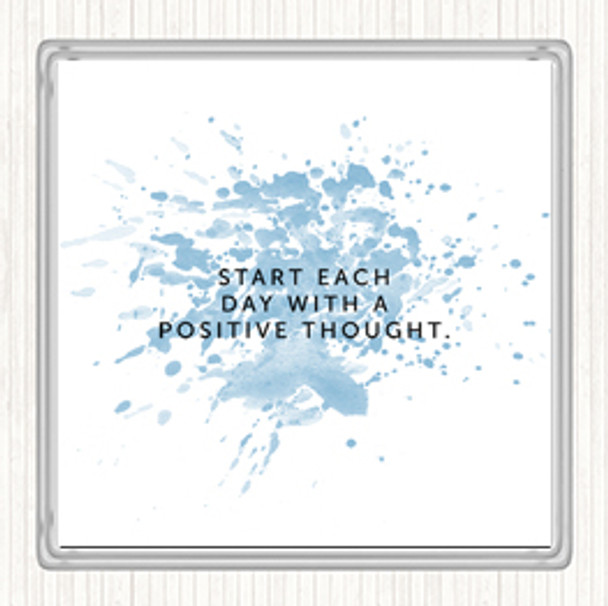 Blue White Positive Thought Inspirational Quote Drinks Mat Coaster