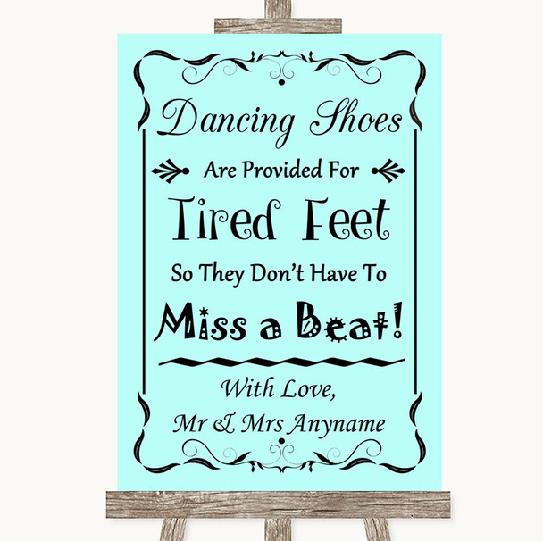 Aqua Dancing Shoes Flip-Flop Tired Feet Personalised Wedding Sign