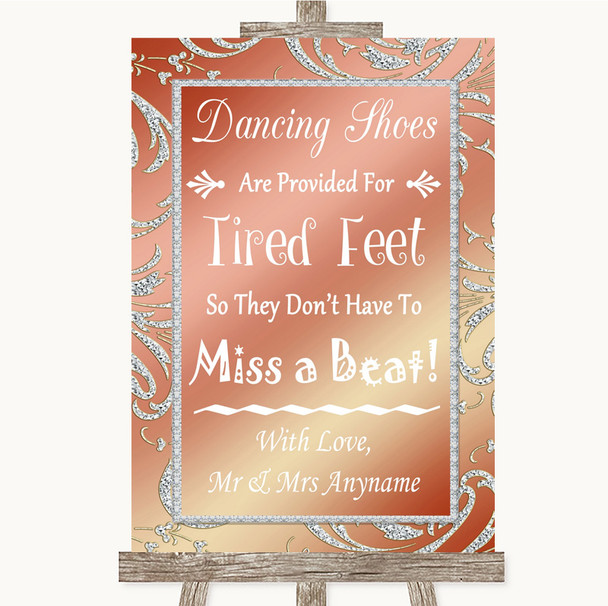 Coral Pink Dancing Shoes Flip-Flop Tired Feet Personalised Wedding Sign