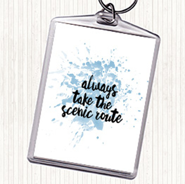 Blue White Scenic Route Inspirational Quote Bag Tag Keychain Keyring