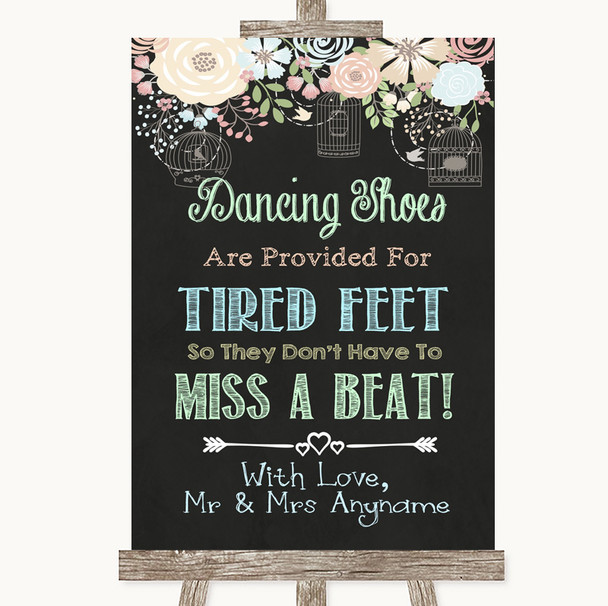 Shabby Chic Chalk Dancing Shoes Flip-Flop Tired Feet Personalised Wedding Sign