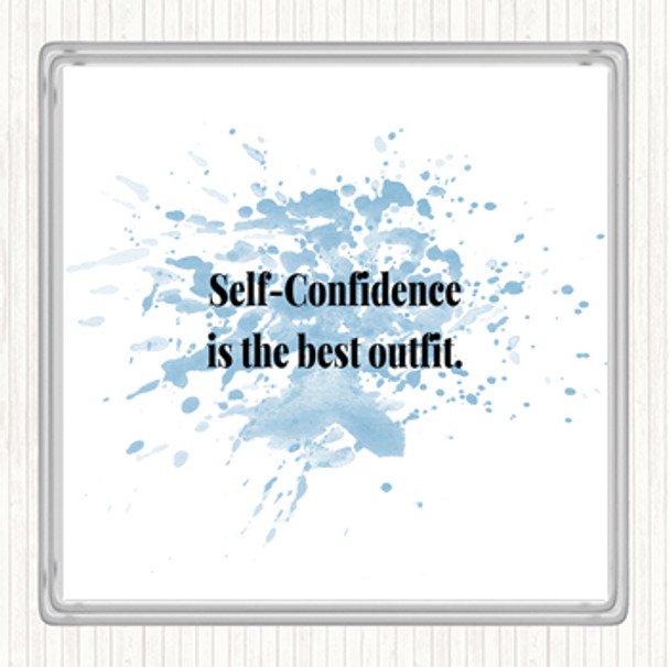 Blue White Self Confidence Inspirational Quote Drinks Mat Coaster