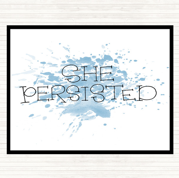 Blue White She Persisted Swirl Inspirational Quote Mouse Mat Pad