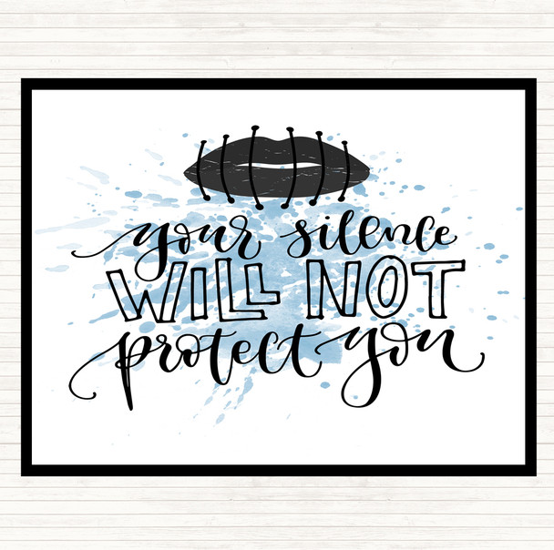 Blue White Silence Not Protect Inspirational Quote Mouse Mat Pad