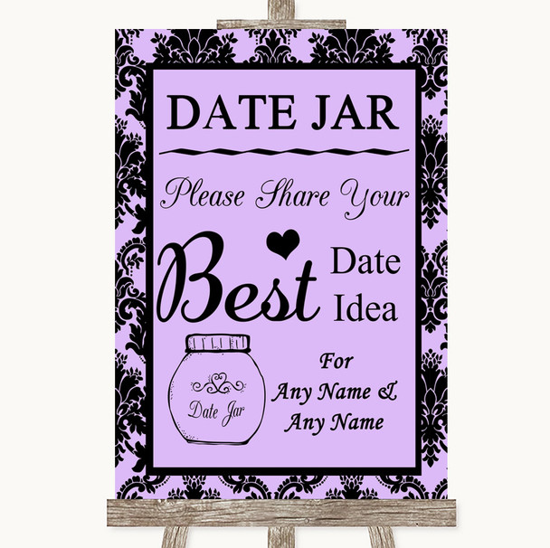 Lilac Damask Date Jar Guestbook Personalised Wedding Sign