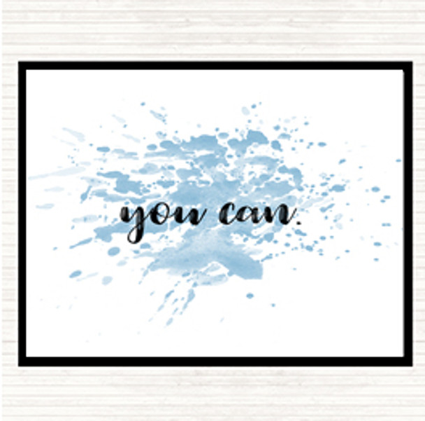 Blue White Small You Can Inspirational Quote Mouse Mat Pad