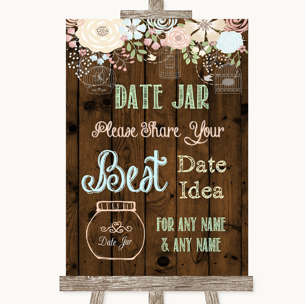 Rustic Floral Wood Date Jar Guestbook Personalised Wedding Sign