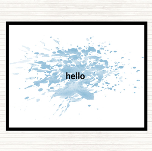 Blue White Small Hello Inspirational Quote Mouse Mat Pad